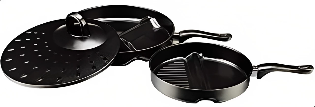 طقم قلايات جريل، 3 قطع - اسود